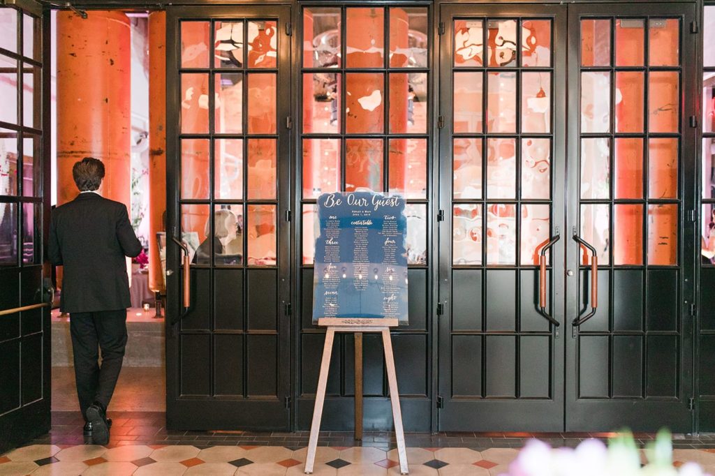 Wedding At The Hotel Emma - Acrylic Signs at Ashley & Matt's Navy And Hot Pink Industrial Reception