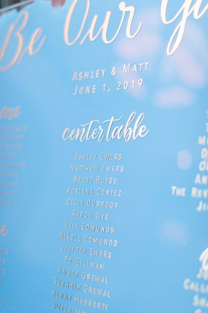 Wedding At The Hotel Emma - Acrylic Signs at Ashley & Matt's Navy And Hot Pink Industrial Reception