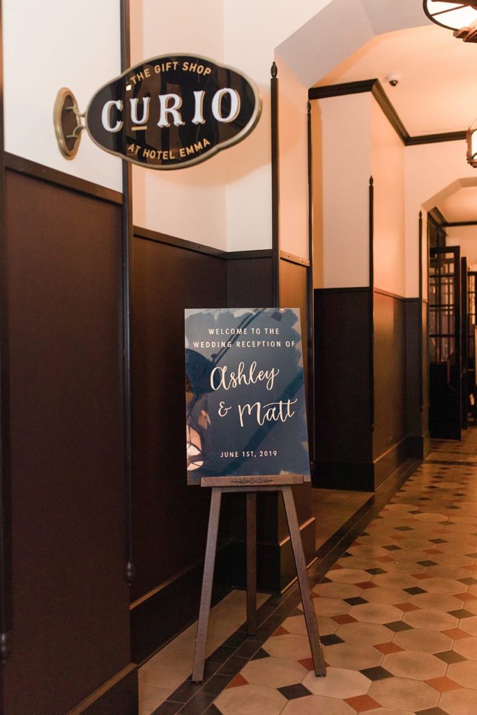 Wedding At The Hotel Emma - Acrylic Signs at Ashley & Matt's Navy And Hot Pink Industrial Reception