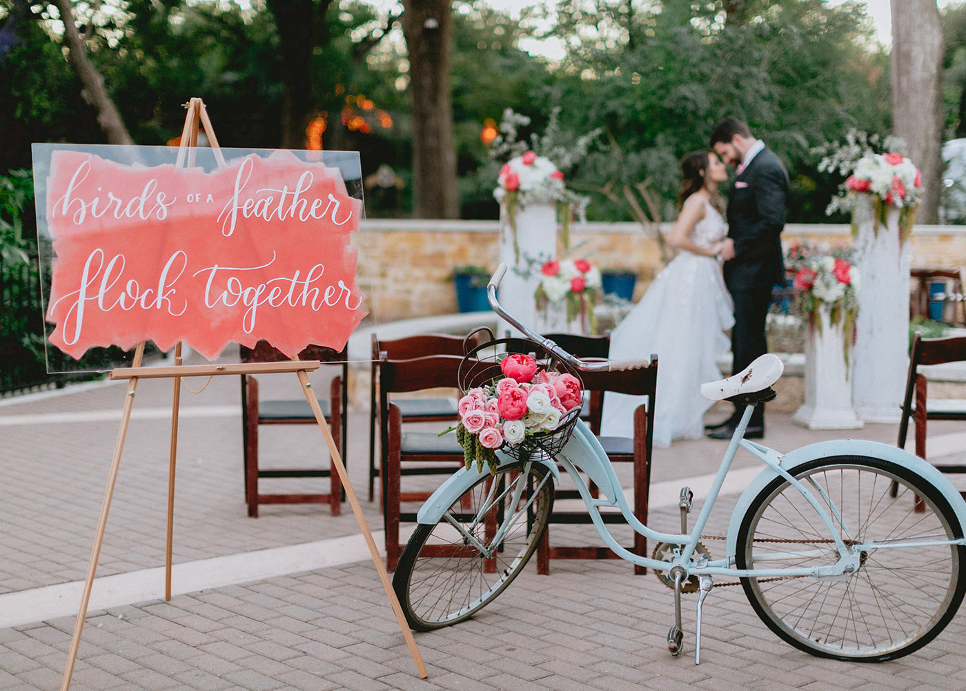 Coral Quote Sign for Flamingo Inspired Wedding at San Antonio Zoo by CalliRosa