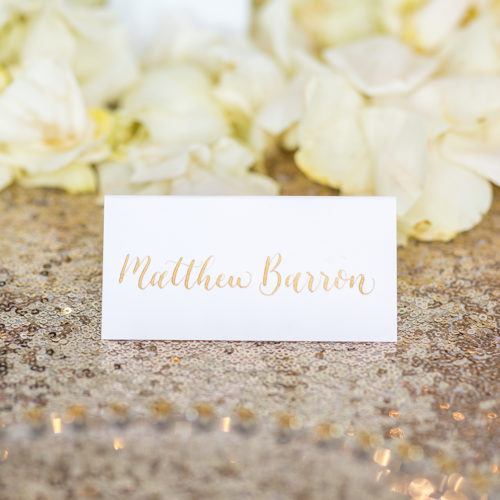 Gold on White Place Card at Kendall Plantation by CalliRosa