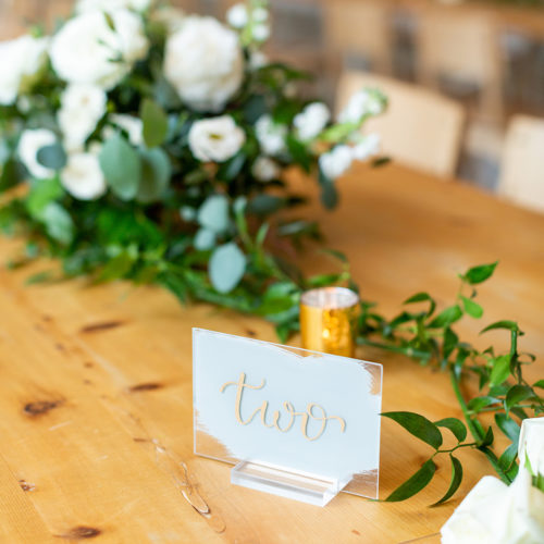 Grey and Gold Acrylic Table Number with Calligraphy in San Antonio by CalliRosa 2