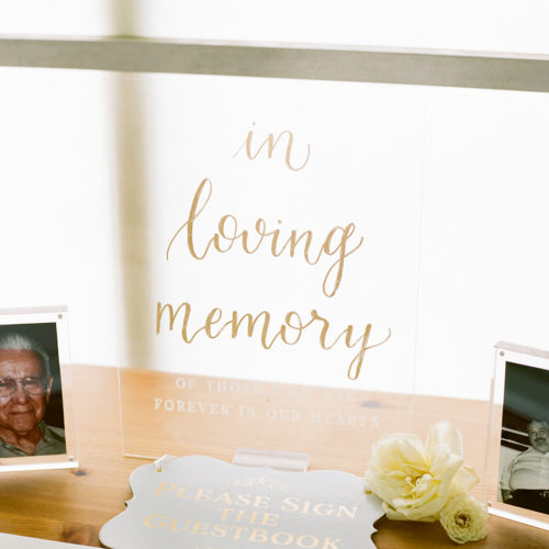 In Loving Memory Table Sign on Acrylic at Prospect House in Austin by CalliRosa