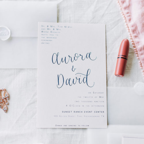 Minimalistic Invitation with Blush Accents, Vellum Details,Wax Seal and Calligraphy At Sunset Ranch Event Center by CalliRosa