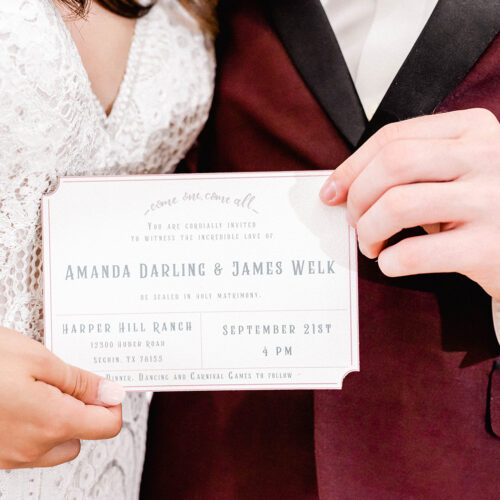 Vintage Circus Inspired Invitation with Burgundy Accents at Harper Hill Ranch by Callirosa