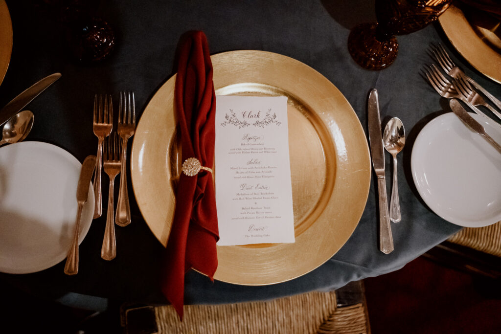 Handmade Paper Menu with Calligraphy by CalliRosa photo by Philip Thomas Photography