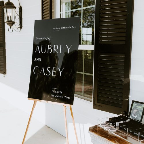 Black and White Formal Welcome Sign for Modern Black Tie Wedding at Kendall Point by CalliRosa San Antonio Calligrapher